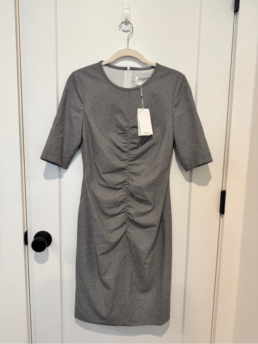 Boss Grey Ruched Front Midi Dress